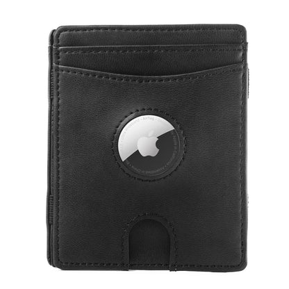 frontal image of the arribv mvgica wallet with an Apple Airtag attachment