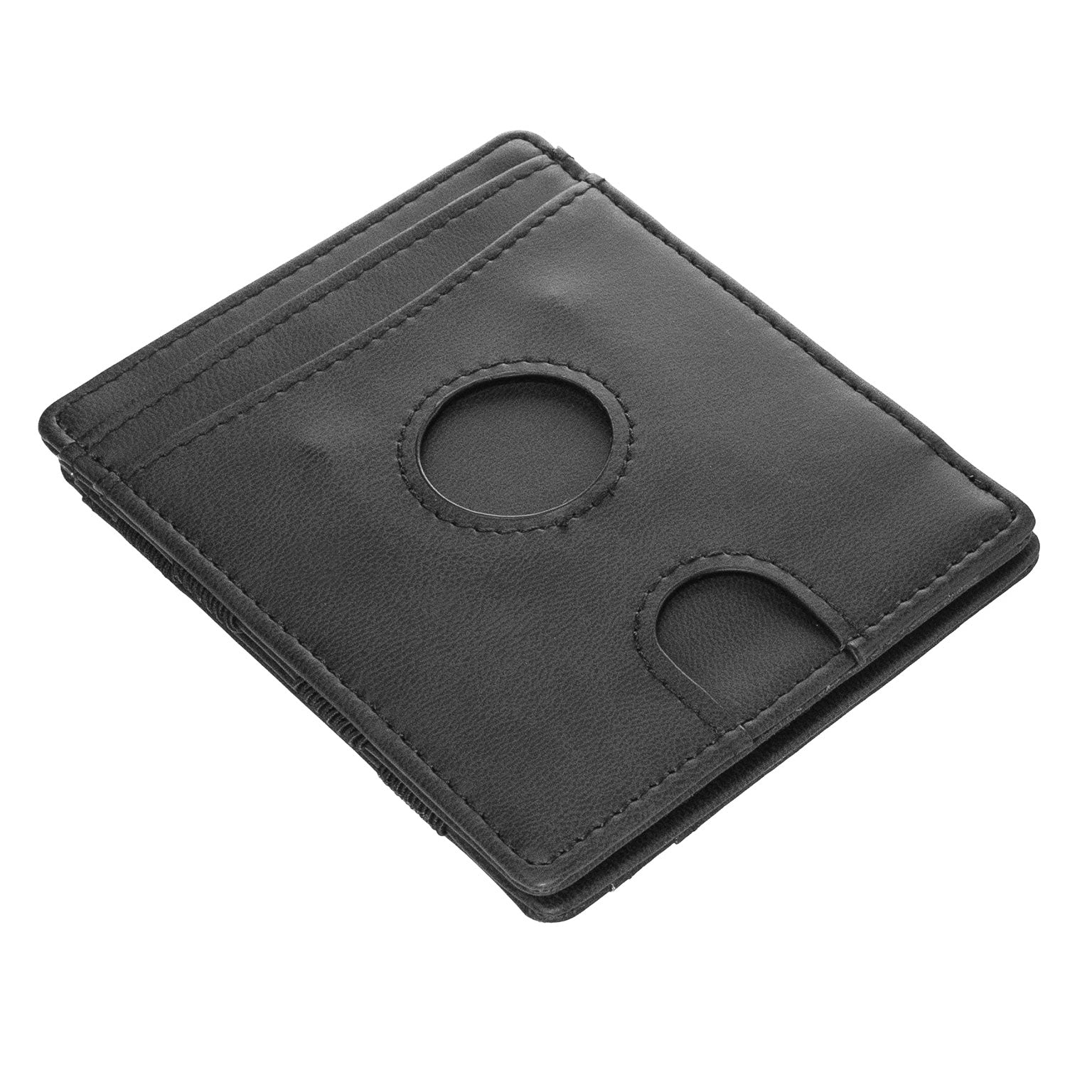 product shot of the arribv mvgica wallet depicting the custom made slot for the Apple Airtag in a flat surface